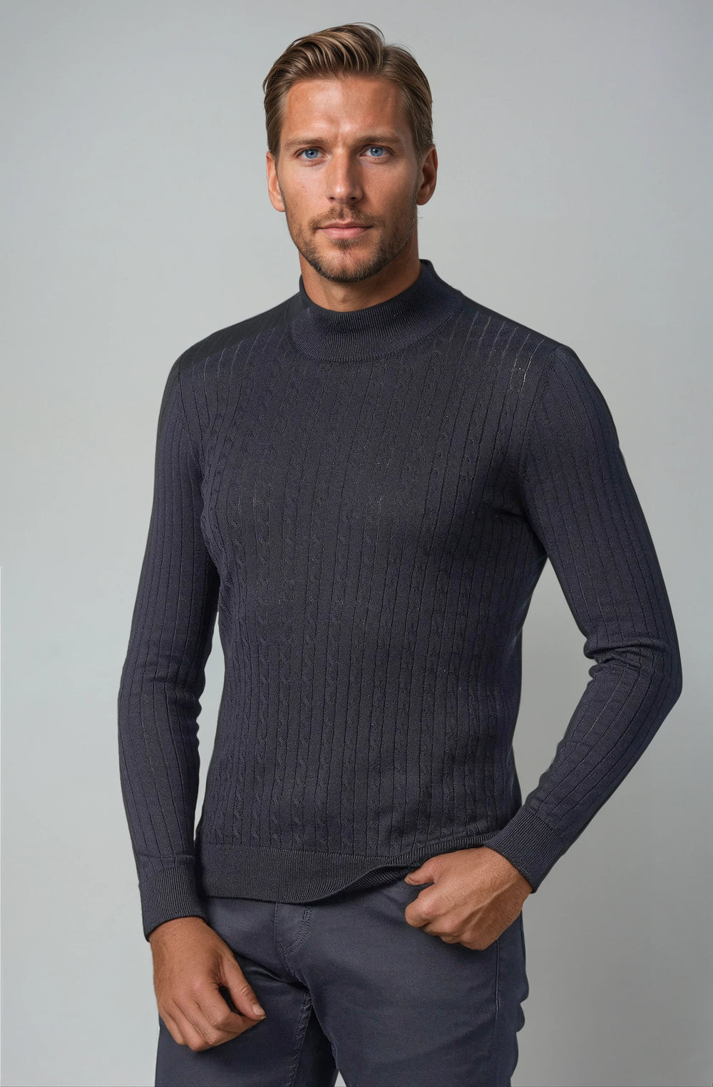 Fine Gauge Cable Knit Mockneck Sweater - 7 Downie St.®
