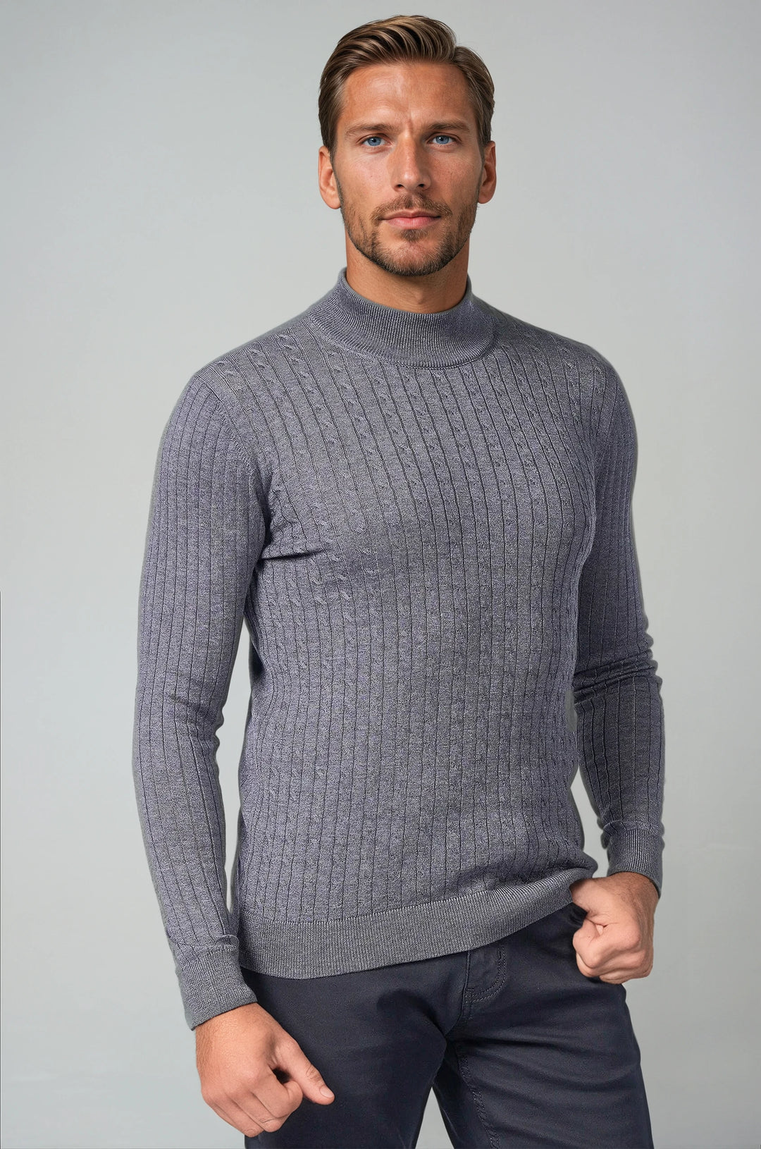 Fine Gauge Cable Knit Mockneck Sweater - 7 Downie St.®