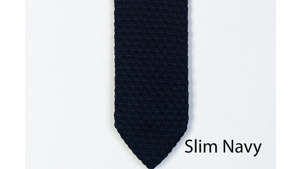 Skinny Knit Tie -Navy - 7 Downie St.®