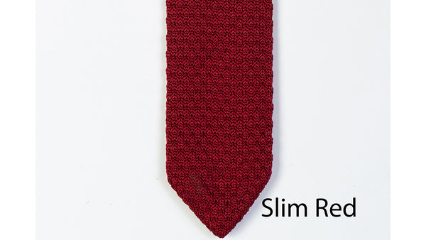 Skinny Knit Tie - Red - 7 Downie St.®