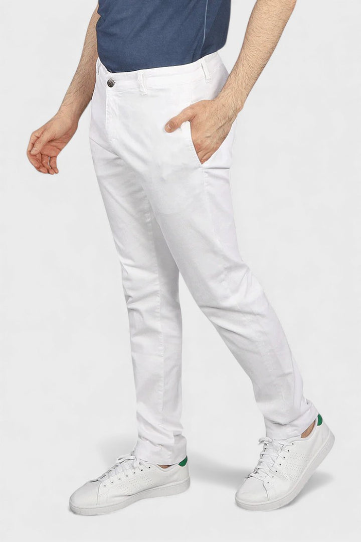 Flat Front Stretch Pants in White