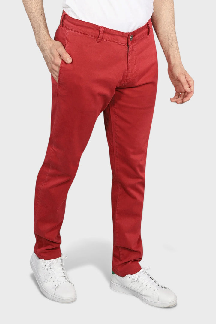 FINAL SALE - Flat Front Stretch Pants in Claret