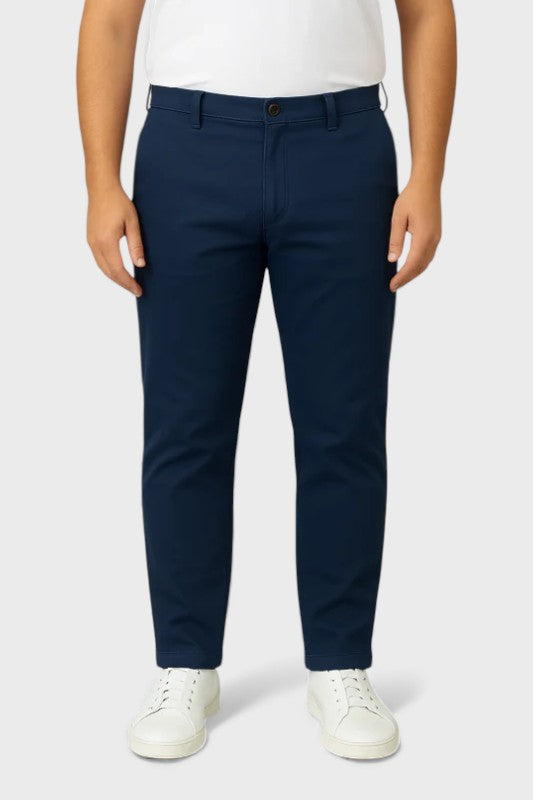 Flat Front Stretch Pants in Real Navy