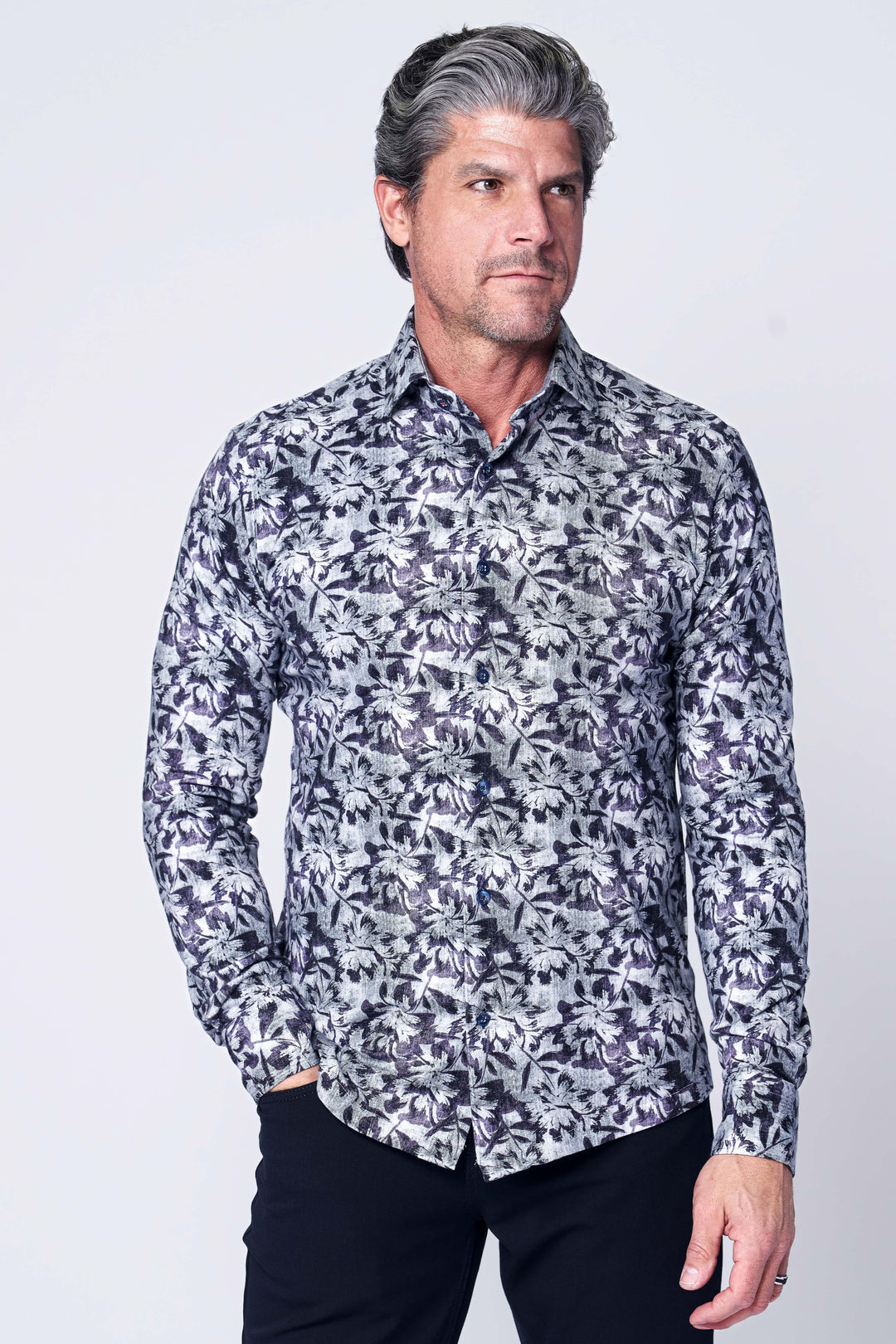 87 AMORE LONG SLEEVES SHIRT IN NAVY - 7 Downie St.®