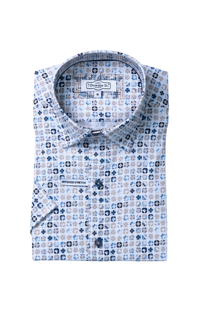 9023  Short Sleeve Sport Shirts in Blue