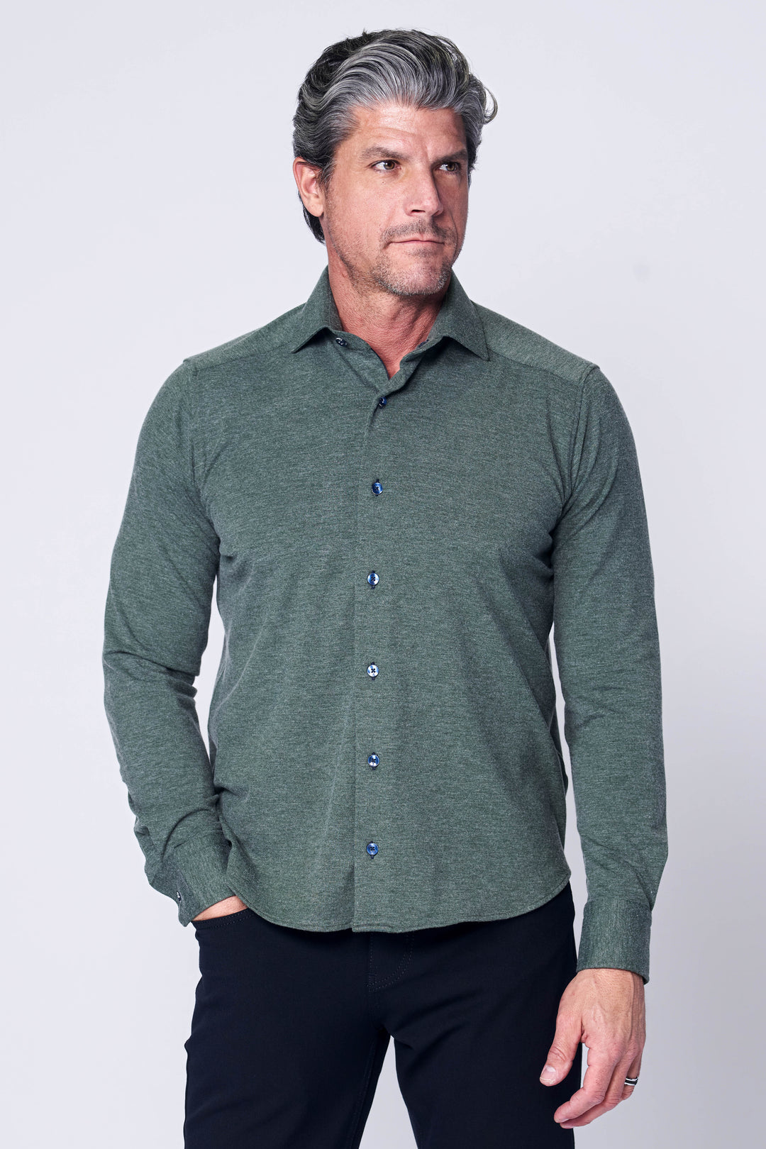 96 B LONG SLEEVES SHIRT IN GREEN - 7 Downie St.®