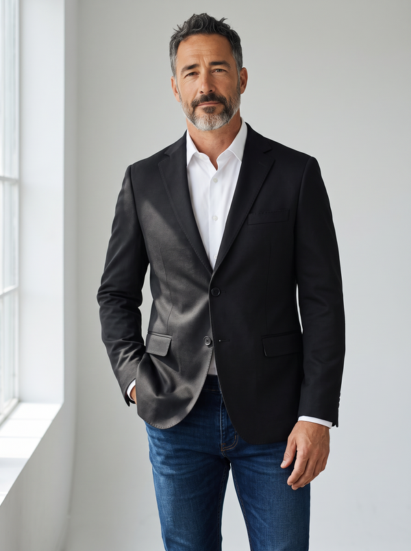 ALDEN BLACK JERSEY KNIT SPORT COAT