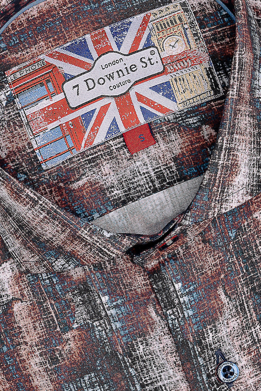 Multi Long Sleeve Sport Shirt with Union Jack label design.