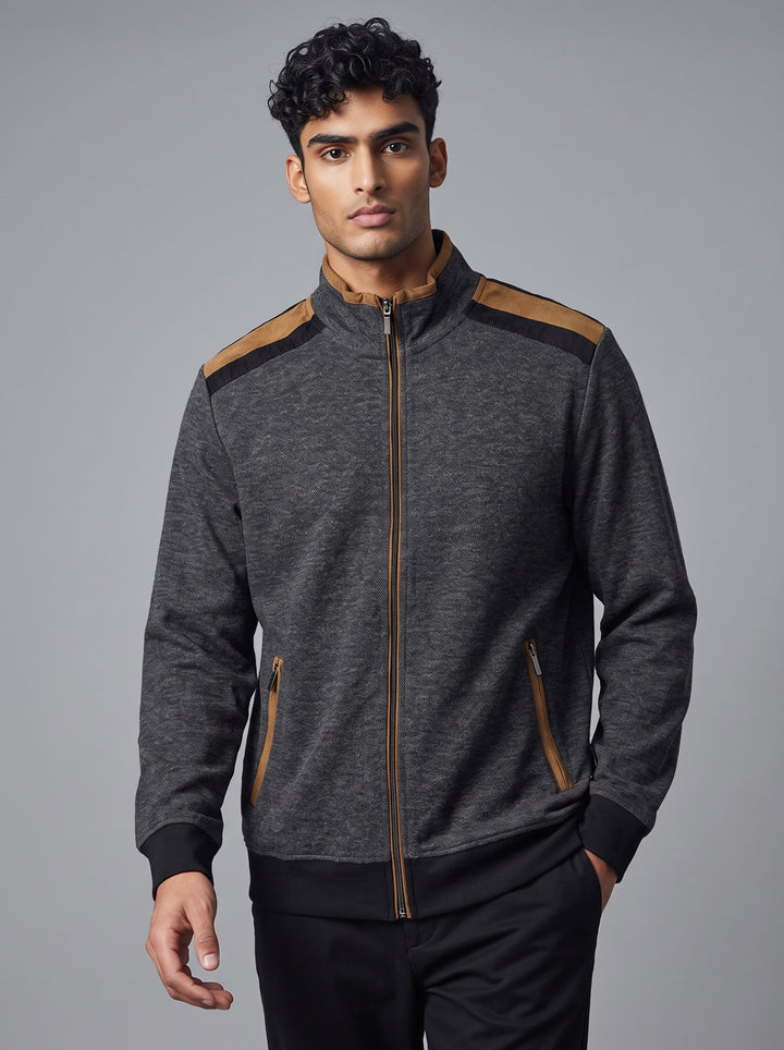 ARIA FULL ZIP WITH SUEDE ACCENT