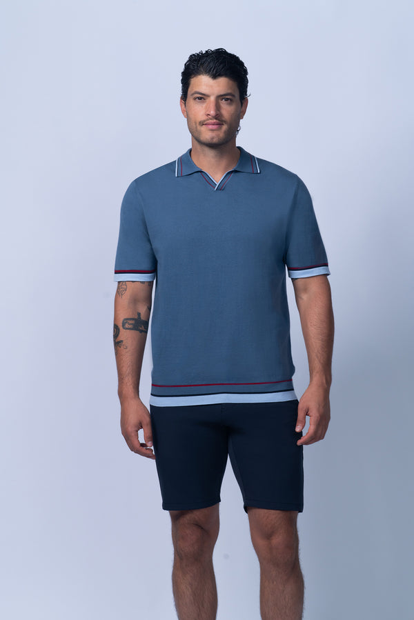 Johnny Collar Polo in Blue