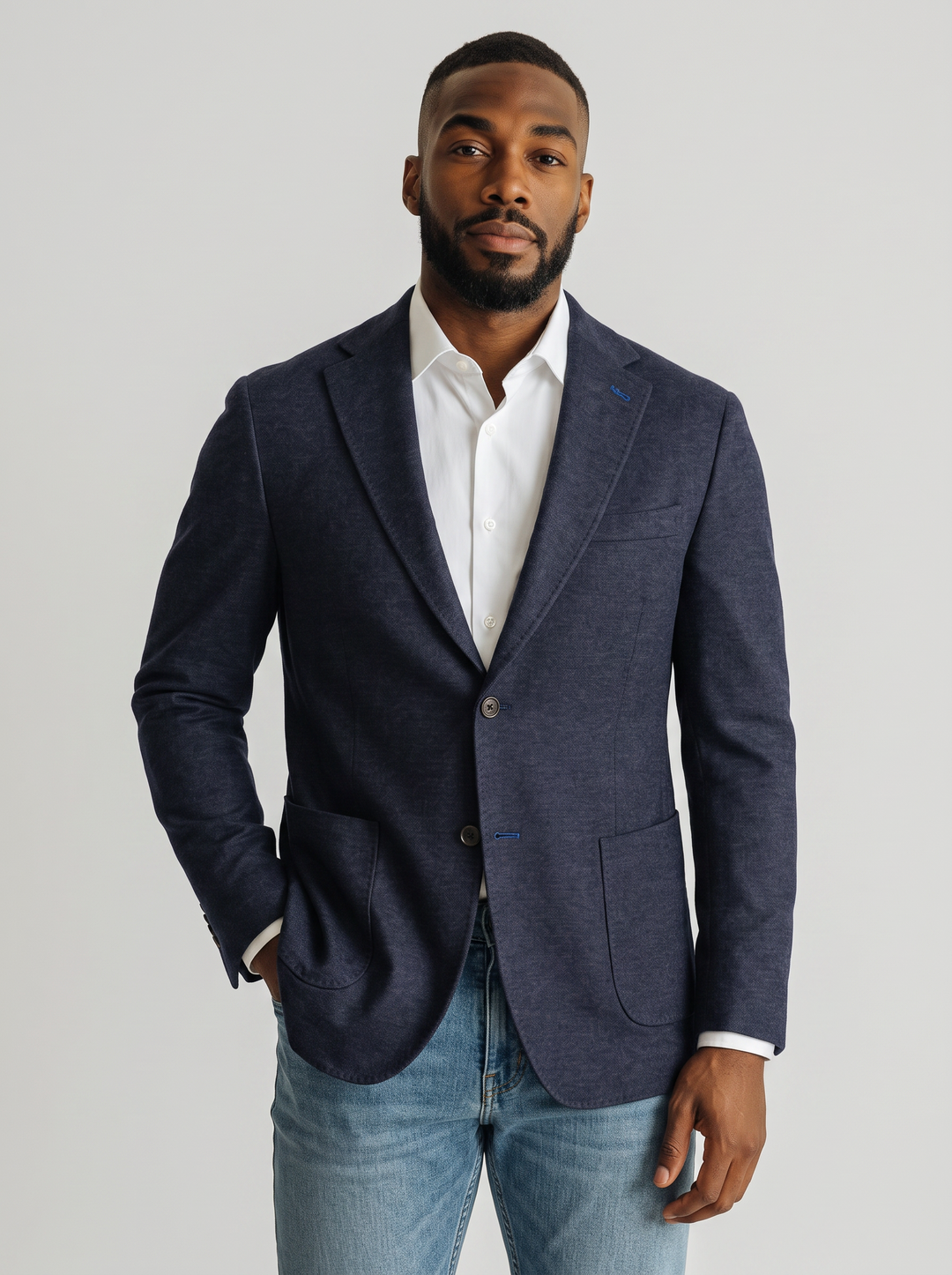 CARLISLE BLUE MIX WOOL AND COTTON KNIT SPORT COAT