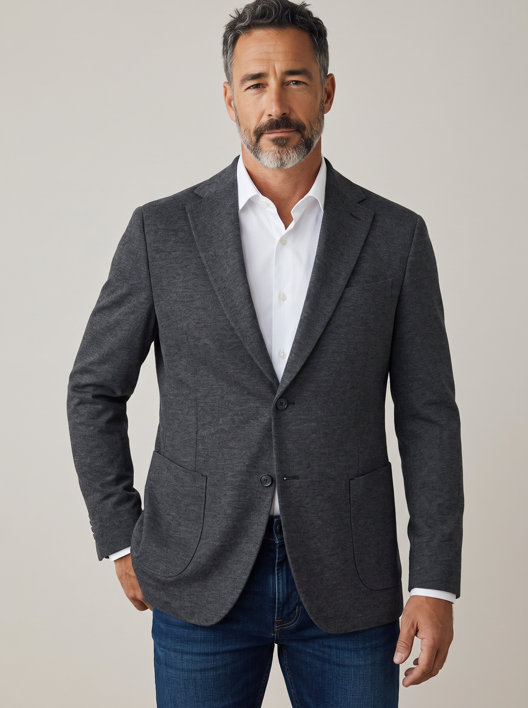CARLISLE CHARCOAL WOOL AND COTTON KNIT SPORT COAT