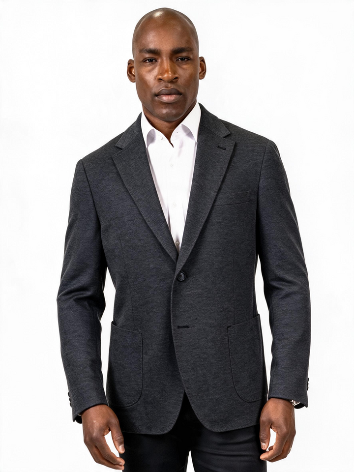 Carlisle Charcoal Wool and Cotton Knit Sport Coat