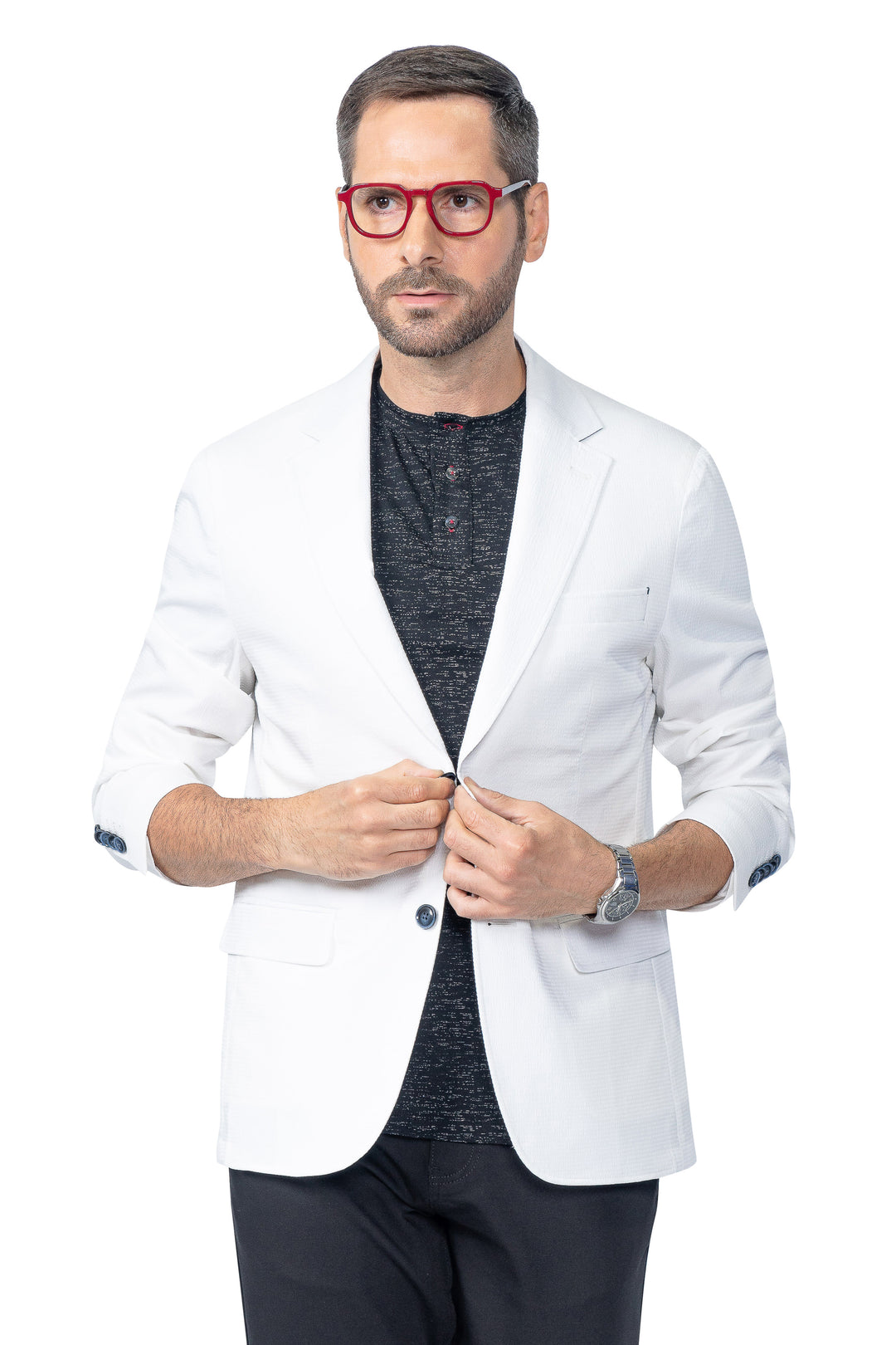 Canal White Stretch Seersucker Blazer