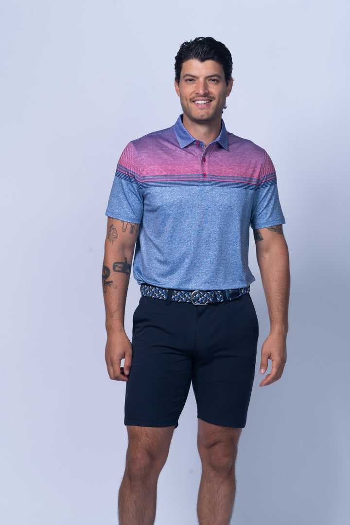 Dakota Striped Ultraflex Polo in Blue