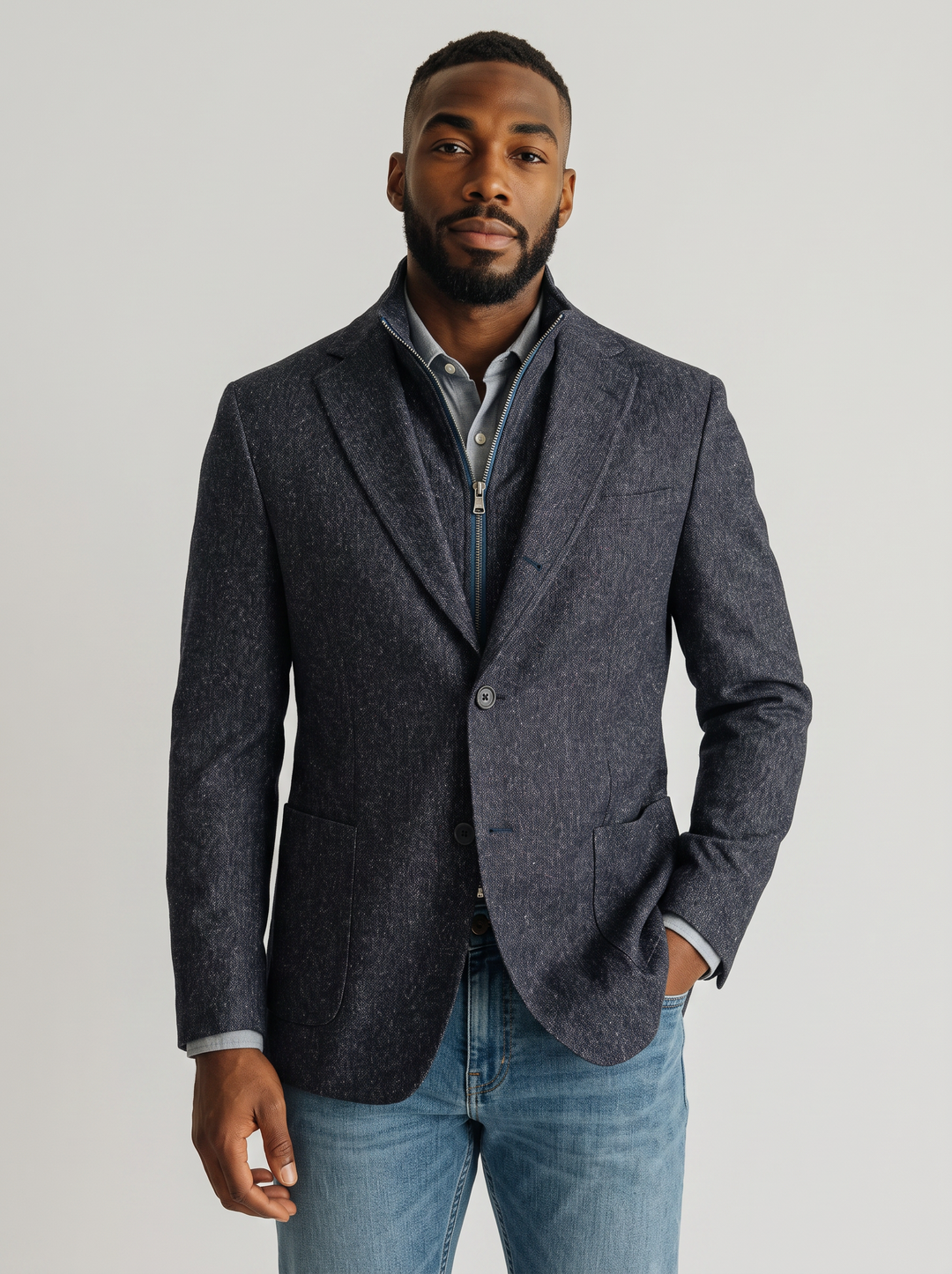 FRASER NAVY DONEGAL STRETCH HYBRID SPORT COAT