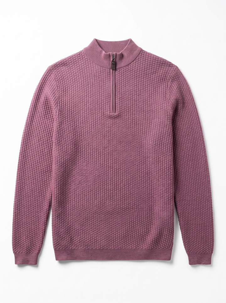Dolomite 1/4 Zip Waffle Knit 16 Gauge Fine Cotton in Burgundy