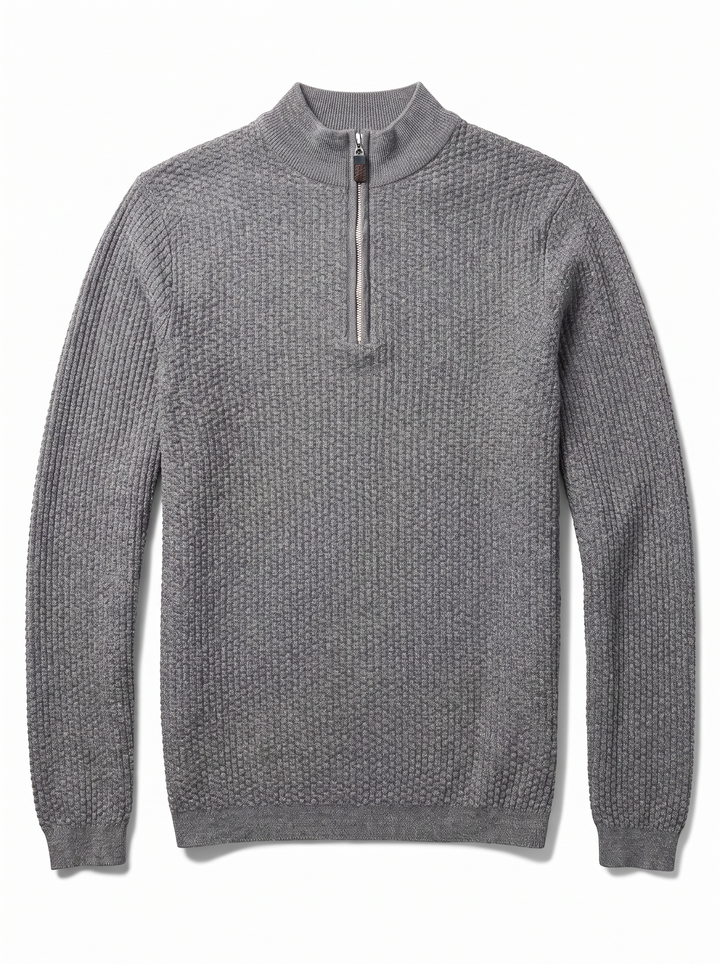 Dolomite 1/4 Zip Waffle Knit 16 Gauge Fine Cotton in Grey