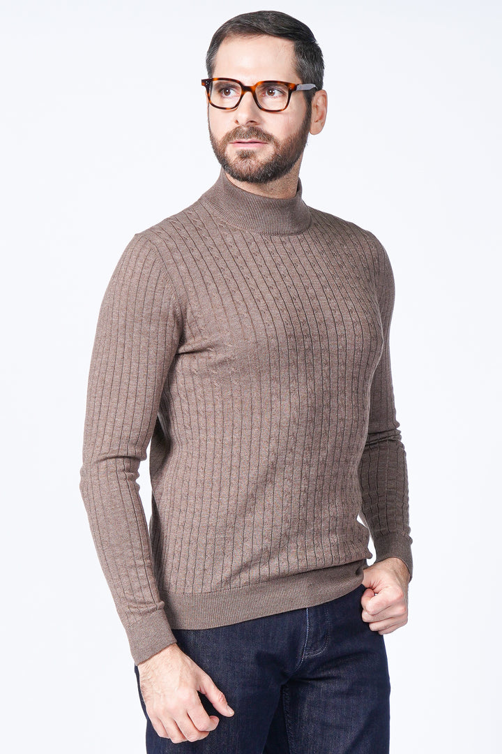 Fine Gauge Cable Knit Mockneck Sweater