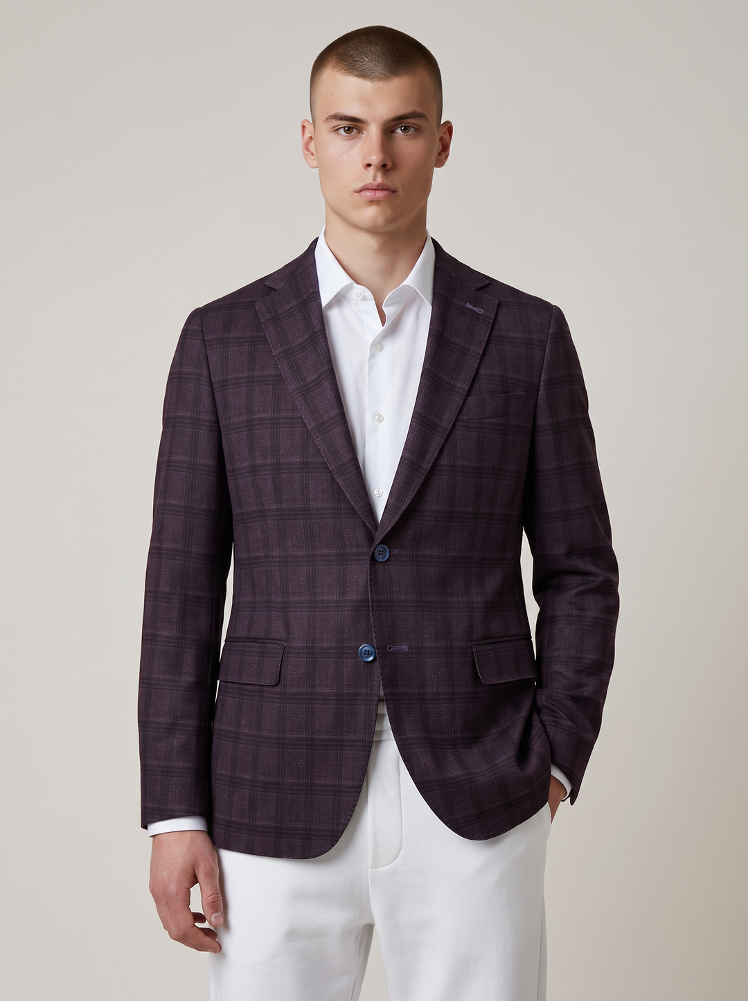 HILLSBORO BORDO WINDOWPANE COTTON KNIT SPORT COAT