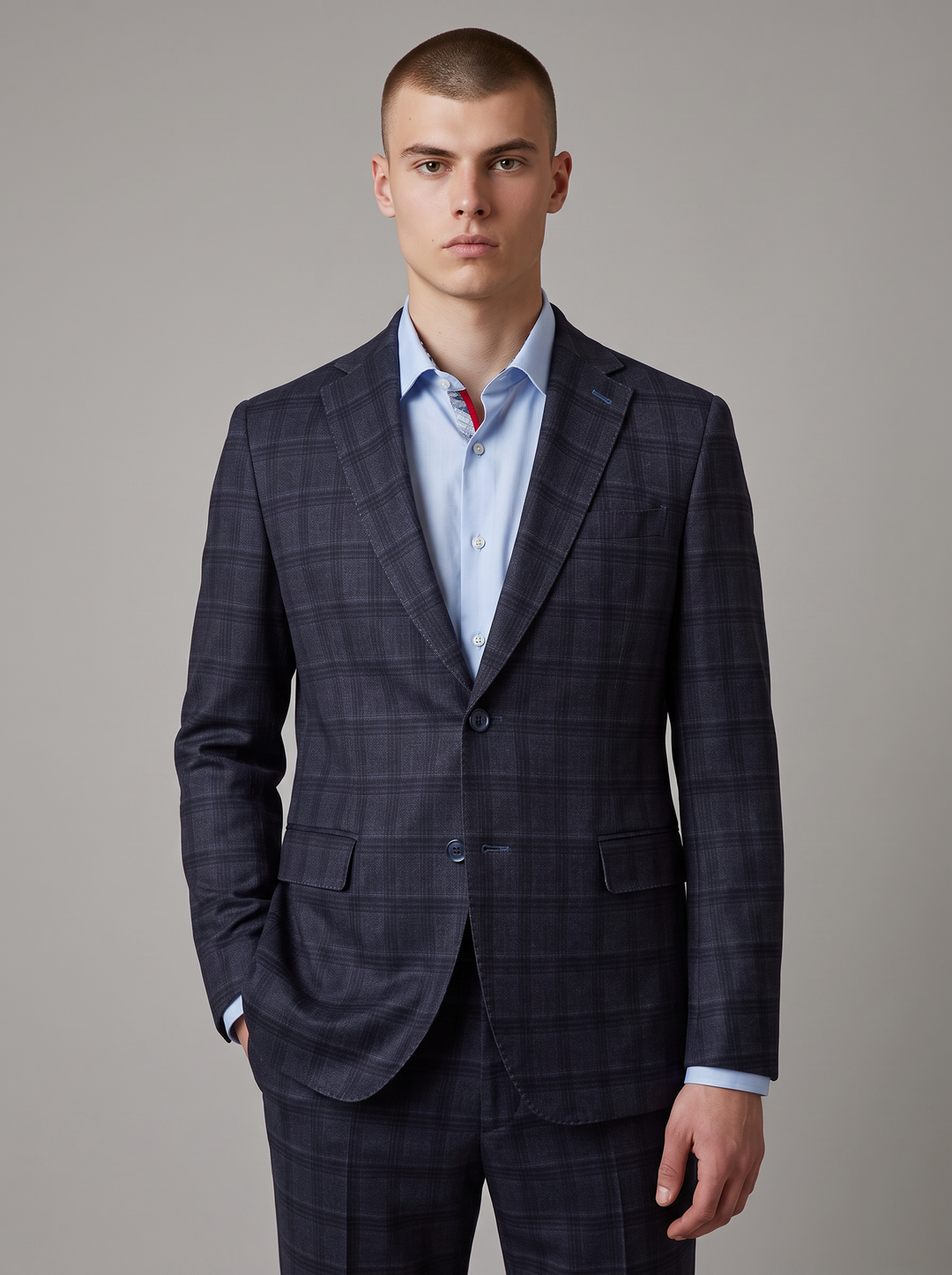 HILLSBORO NAVY WINDOWPANE COTTON KNIT SPORT COAT