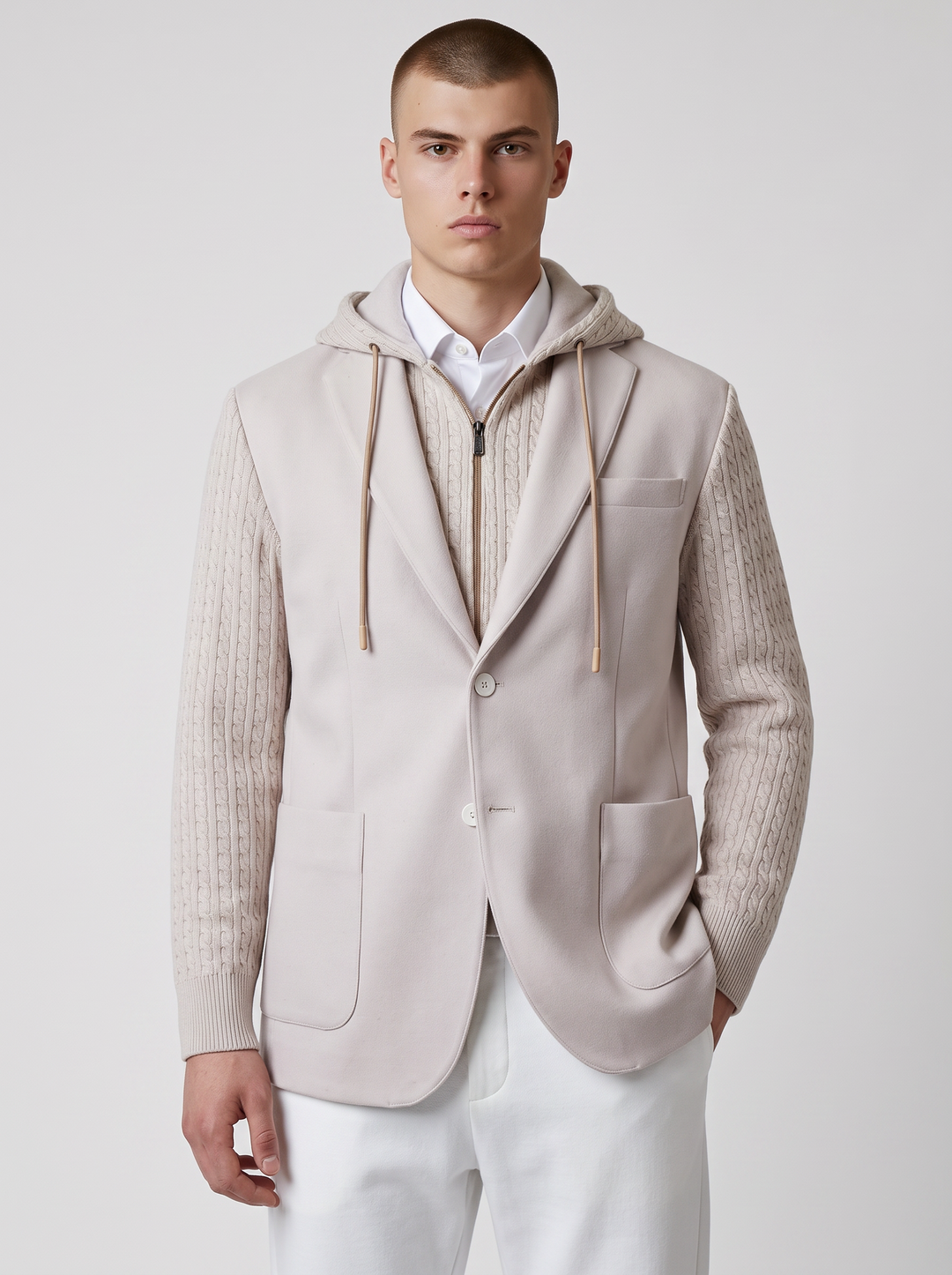 KESSLER BEIGE HYBRID KNIT SLEEVE SPORT COAT