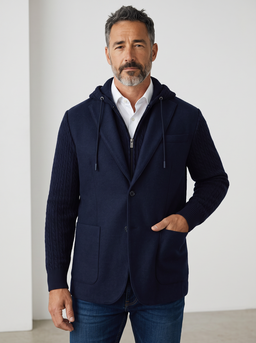 KESSLER NAVY HYBRID KNIT SLEEVE SPORT COAT
