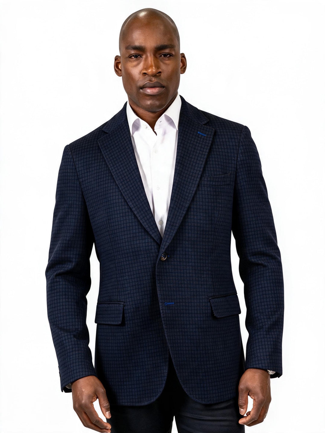 Kingston Blue Microcheck Cotton Knit Sport Coat