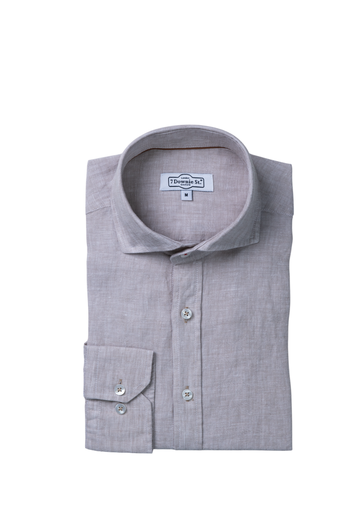 Islington Linen Camel Long Sleeve Sport Shirts
