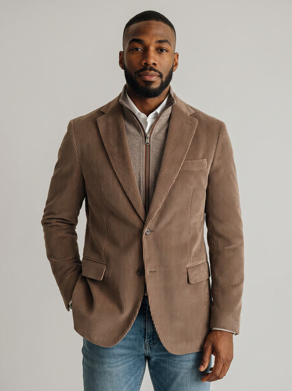 LORENZO COCOA STRETCH CORDUROY HYBRID SPORT COAT