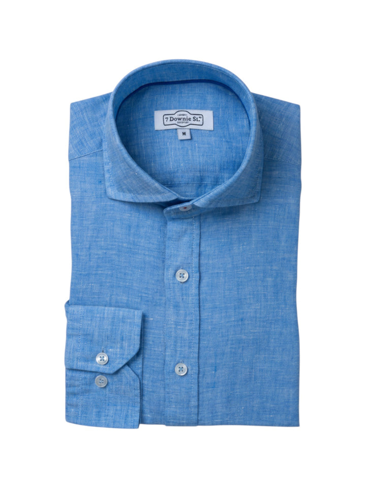 Linen Blue Long Sleeve Sport Shirts