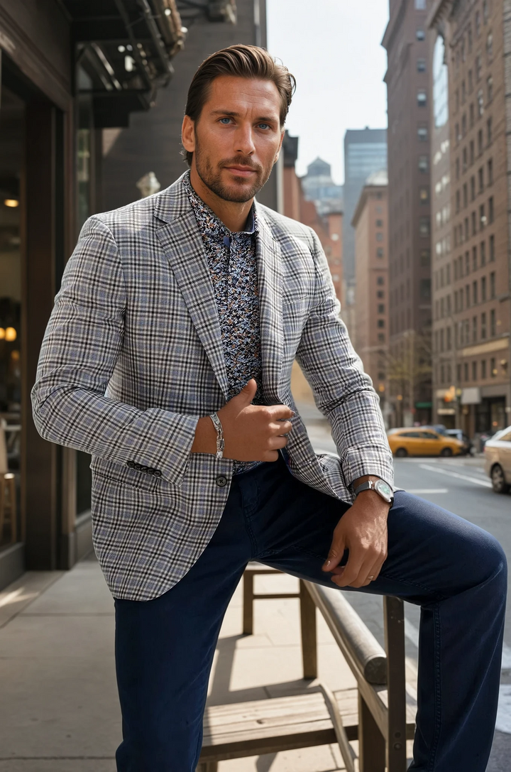 Matthews Beige Plaid Blazer