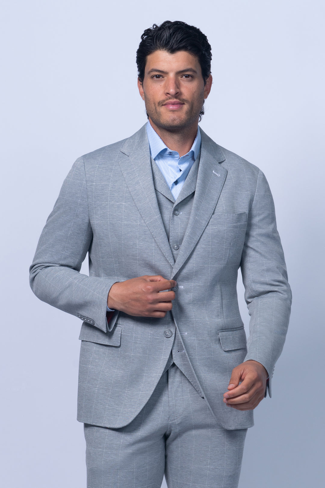 Milton Grey Check Knit Stretch Blazer
