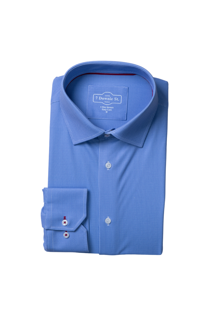 Mens silk touch 4 way stretch dress shirt in navy 