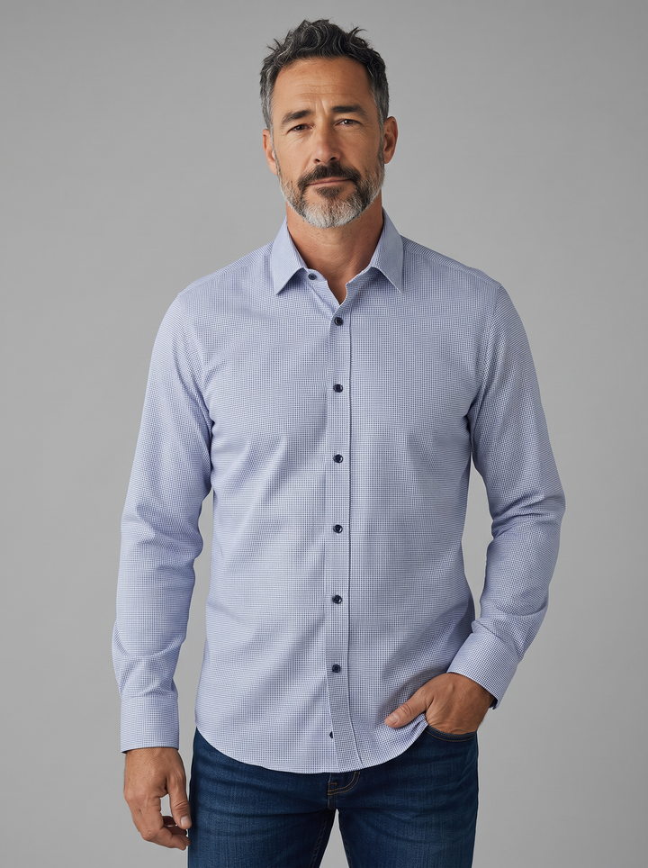 NYL-15 - PRINTED ULTRASTRETCH NYLON SHIRT - BLUE