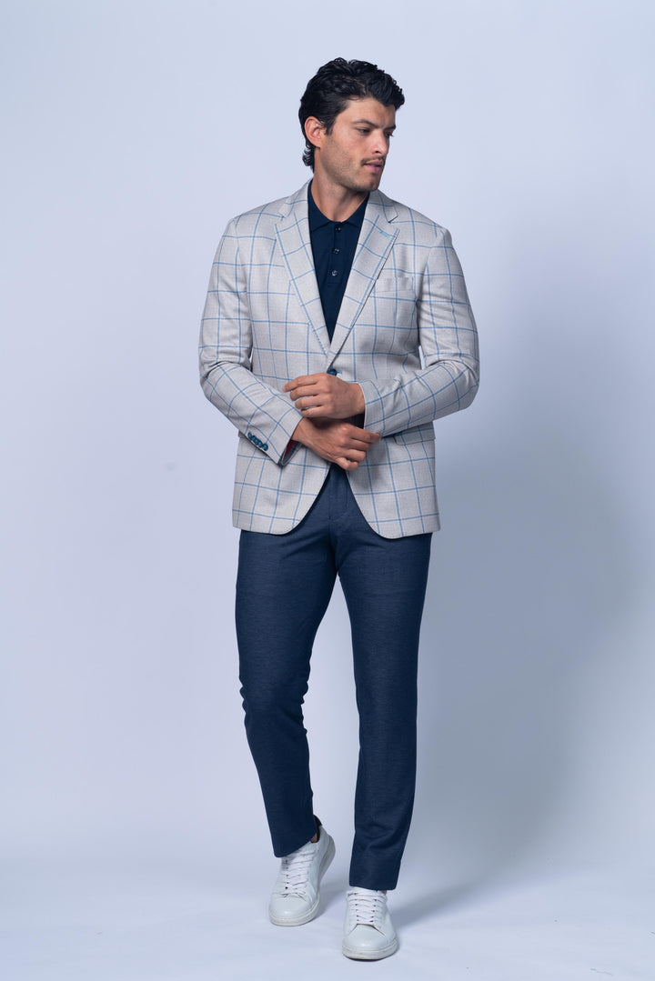 Oakdale Beige Cotton Printed Stretch Knit