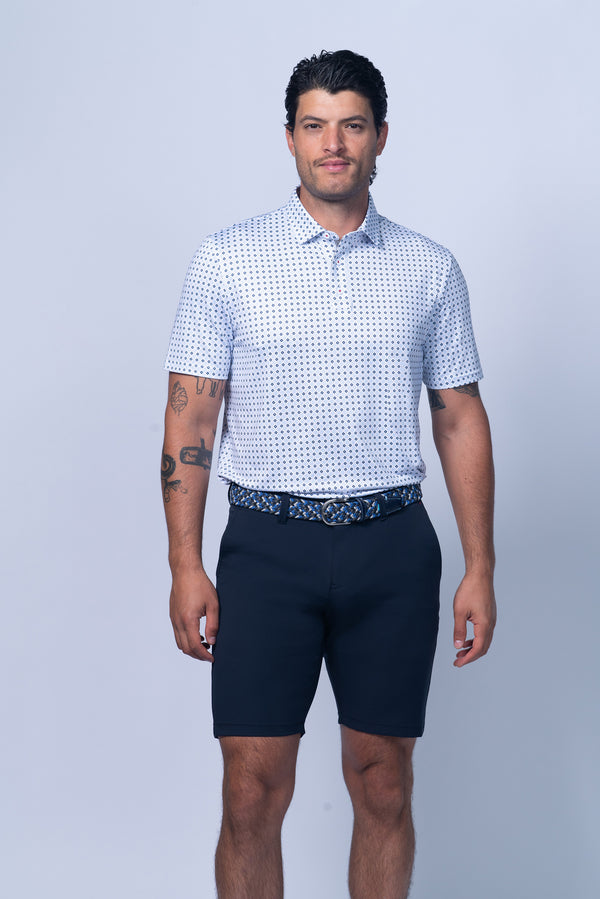 Oxford Printed Ultraflex Polo in White