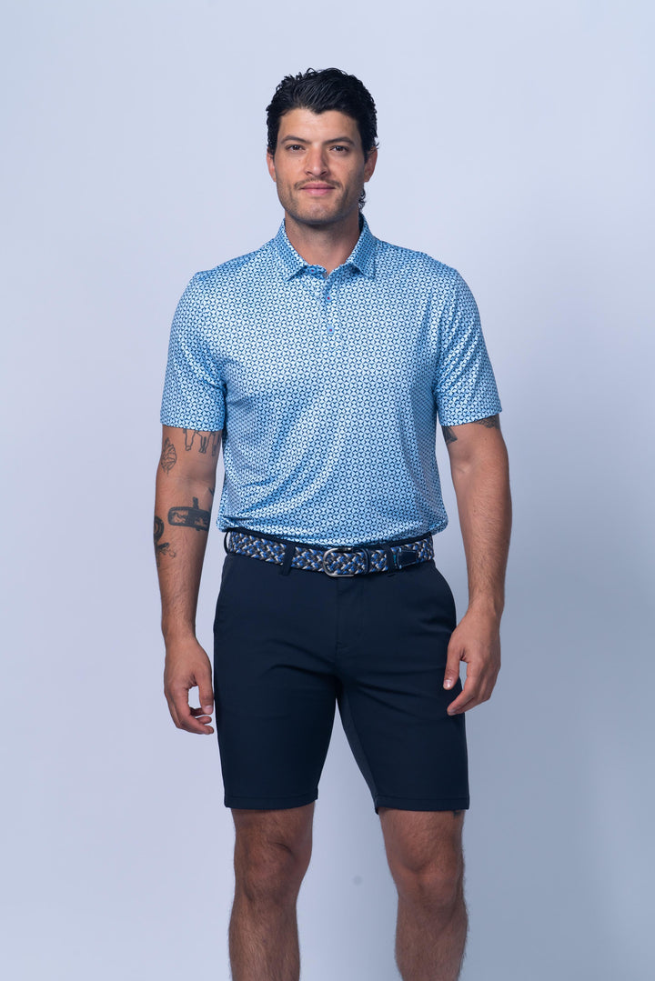 Princeton Printed Ultraflex Polo in Blue