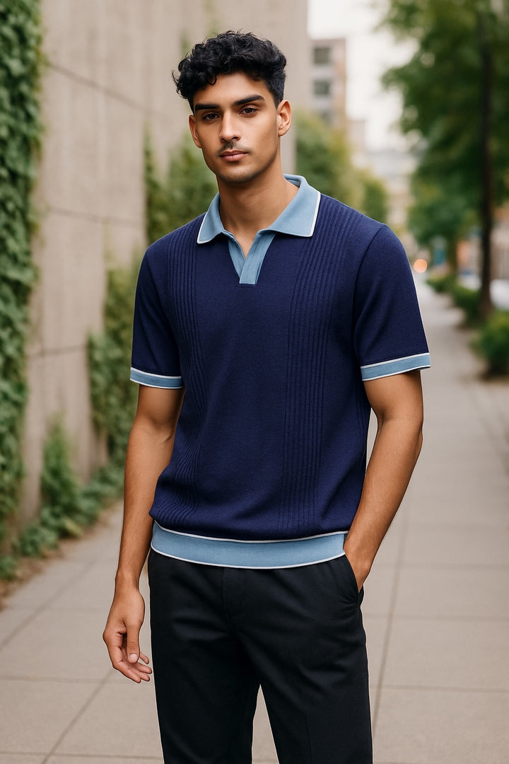 Johnny Collar Polo in Navy