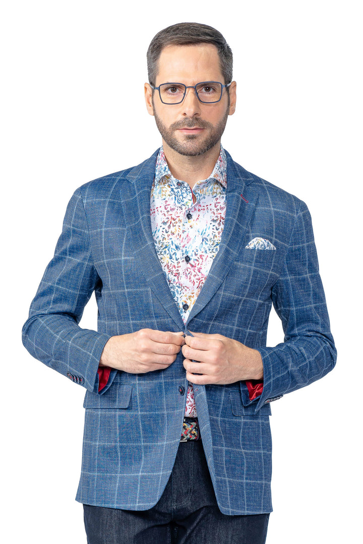 Portland Blue Windowpane Stretch Blazer