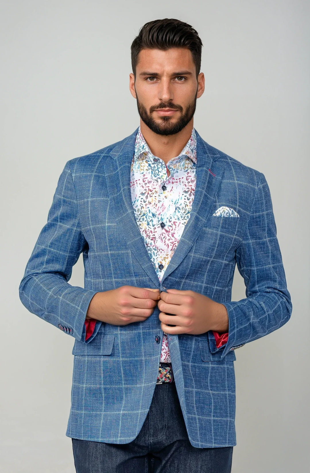 Portland Blue Windowpane Stretch Blazer