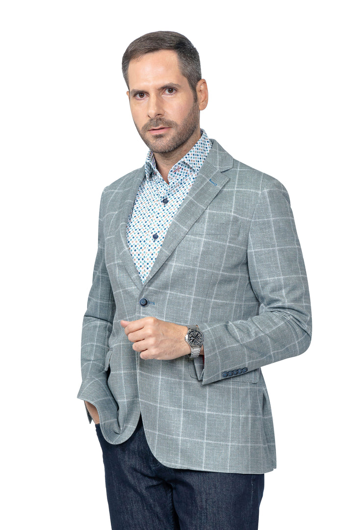 Portland Green Windowpane Stretch Blazer