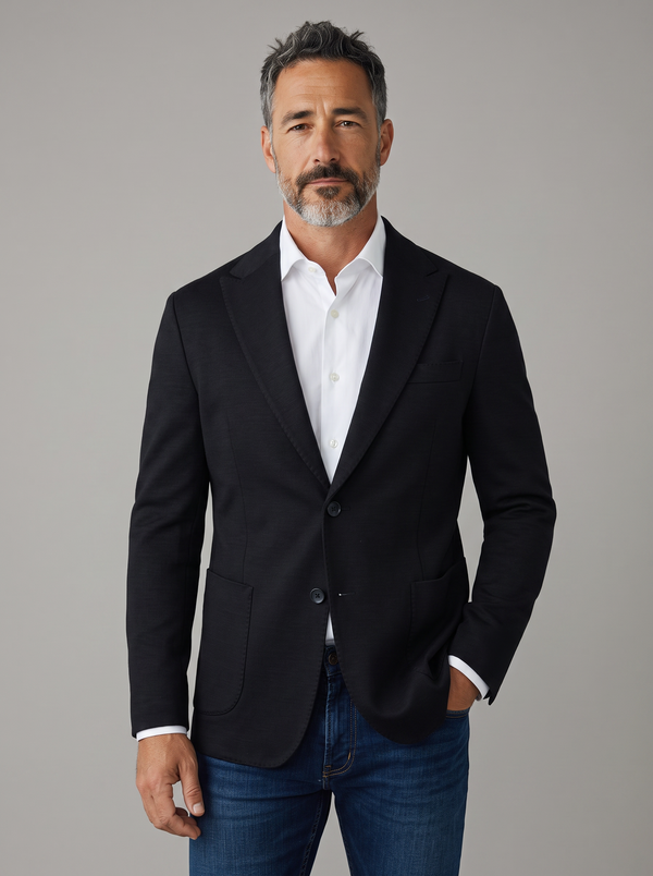 VITO BLACK 100% MERINO WOOL KNIT SPORT COAT