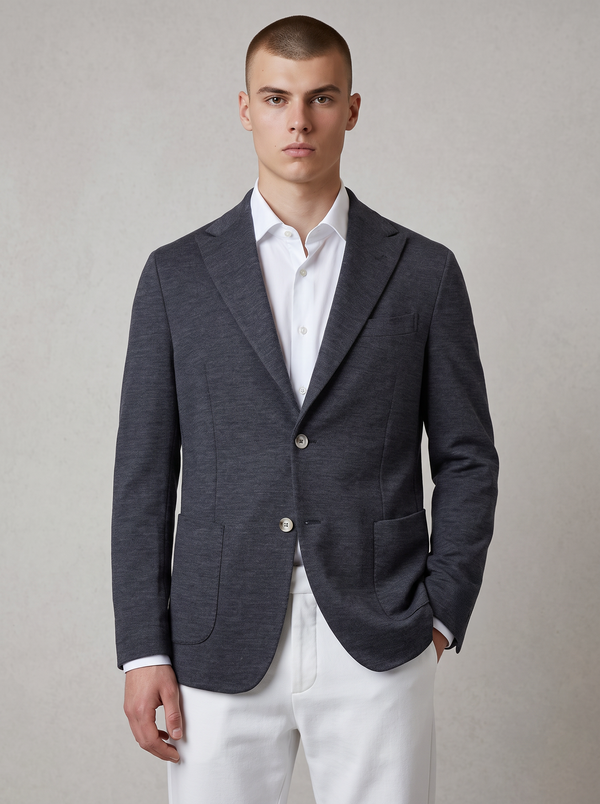 VITO CHARCOAL 100% MERINO WOOL KNIT SPORT COAT