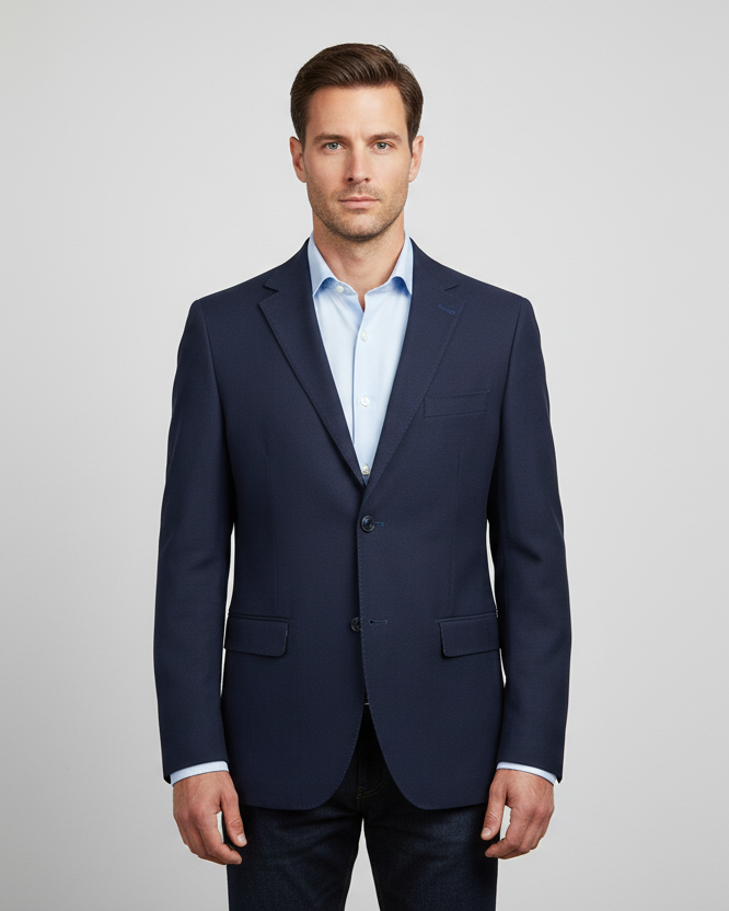 Sanford Navy Textured Cotton Sport Coat