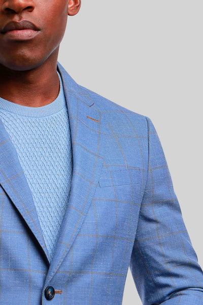 Sorrento Blue Wool Linen Blazer - 7 Downie St.®