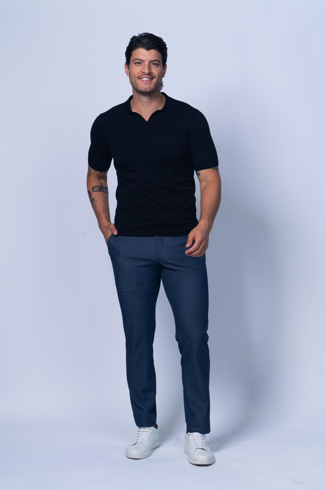 Verona Johnny Collar Polo in Black