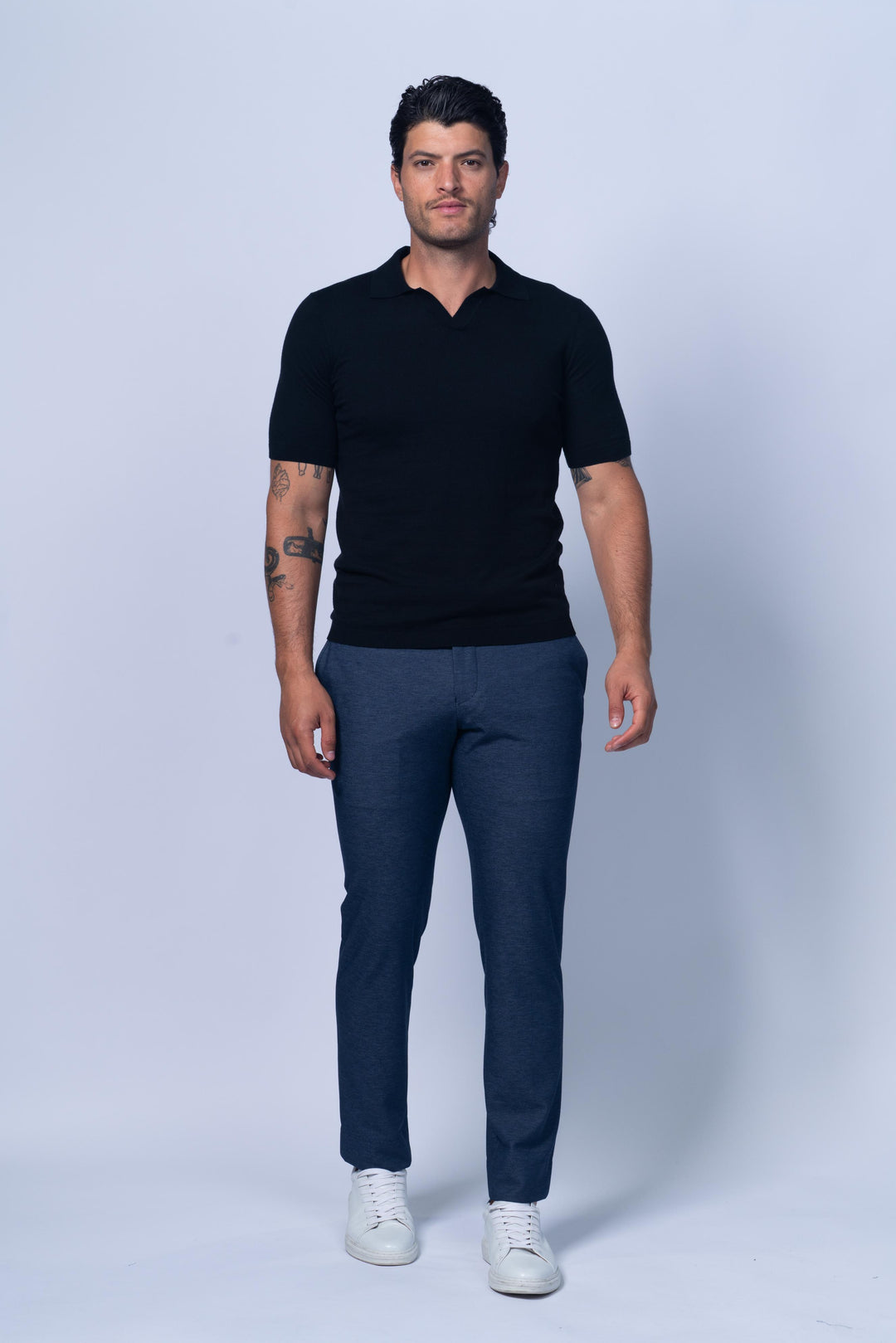 Verona Johnny Collar Polo in Black