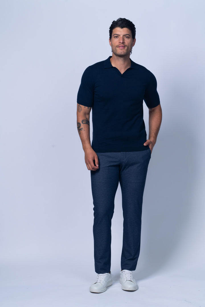 Verona Johnny Collar Polo in Navy