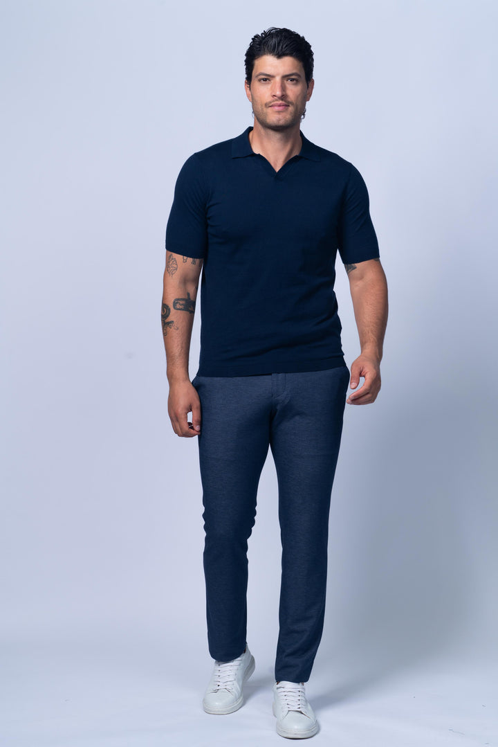 Verona Johnny Collar Polo in Navy